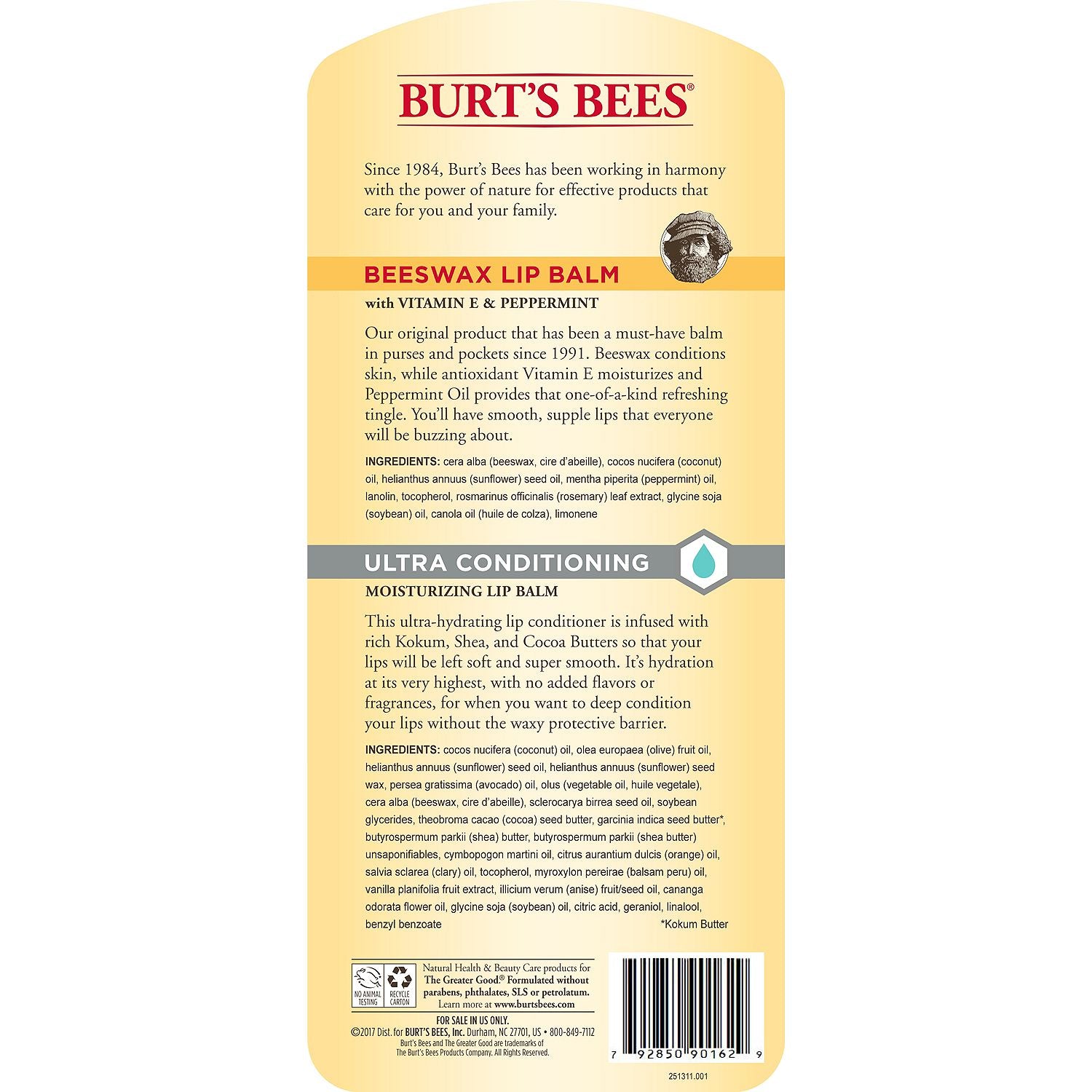 Burts Bees chapstick Lip Balm Variety Pack, 8 pk.