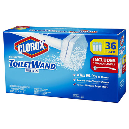 Clorox ToiletWand Disposable Toilet Cleaning System (1 ToiletWand Handle + 36 Disinfecting Refills)