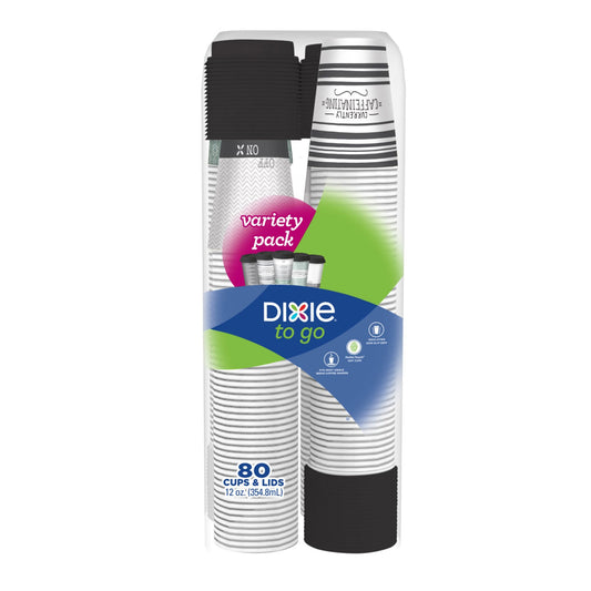 Dixie PerfecTouch 12-Oz. Hot/Cold Cups with lids, 80 ct. - Coffee Haze/Multicolor