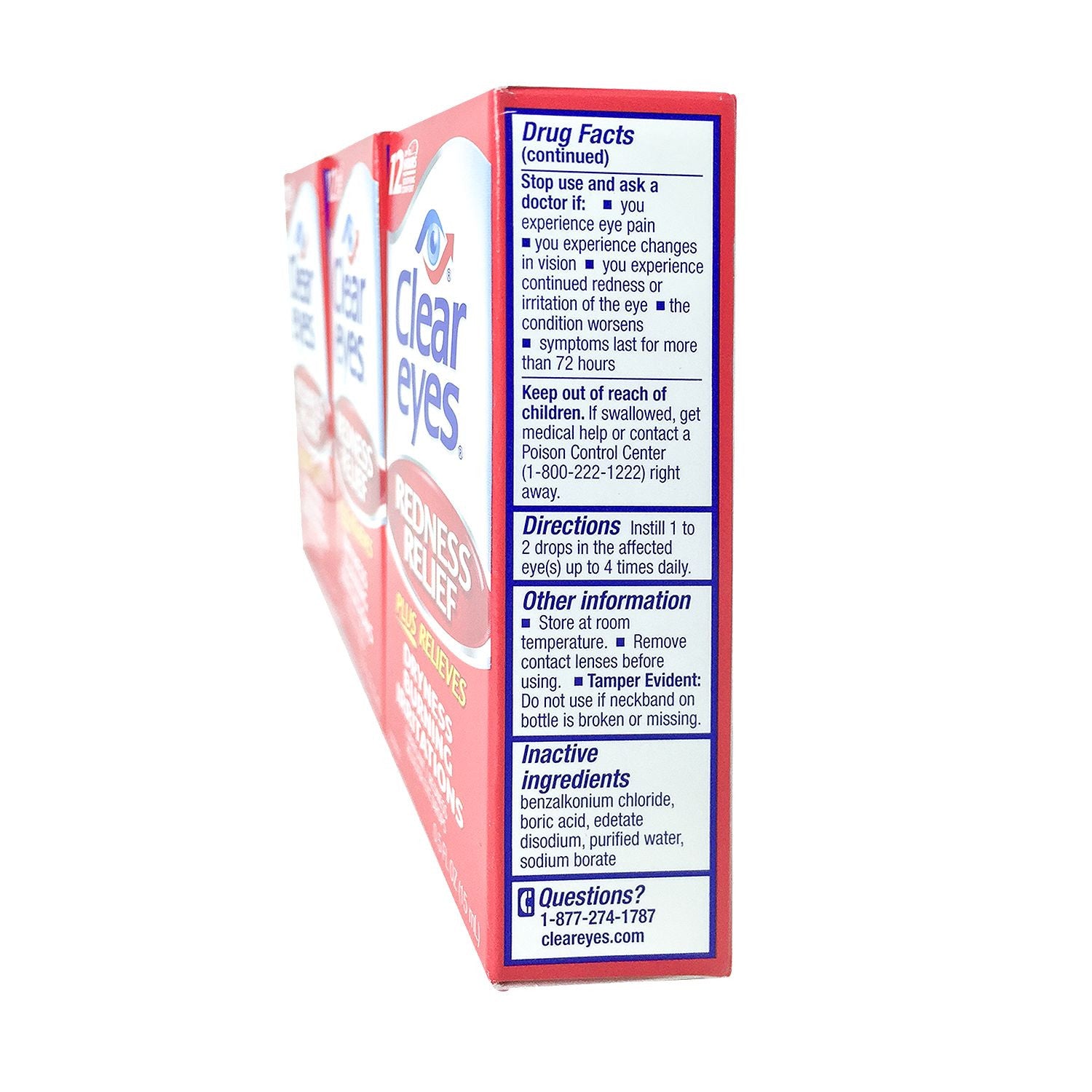 Clear Eyes Redness Relief Eye Drops 0.5 oz Each, 3 Pack