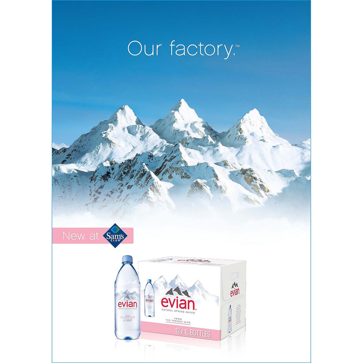 Evian Natural Spring Water (1 L, 12 pk.)