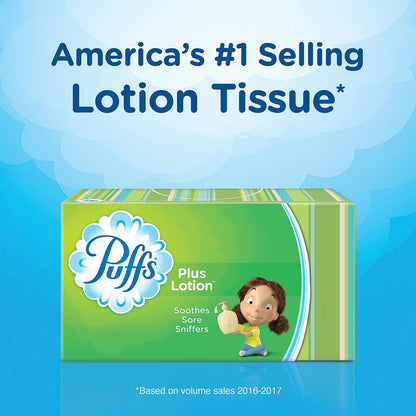 Puffs Plus Lotion 2-Ply Facial Tissues, Cube Boxes (72 tissues/box, 12 boxes)