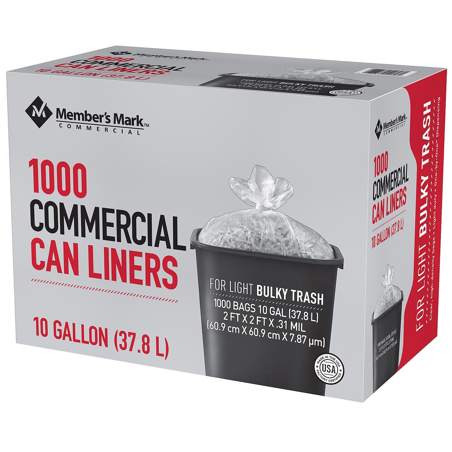 Member's Mark 7-10 Gallon Commercial Trash Bags 1000 Ct.