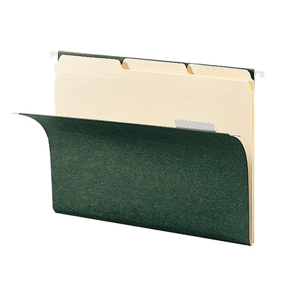 Smead 1/5 Cut Ajustable Positions Hanging File Folders, Letter, Standard Green, 50ct.