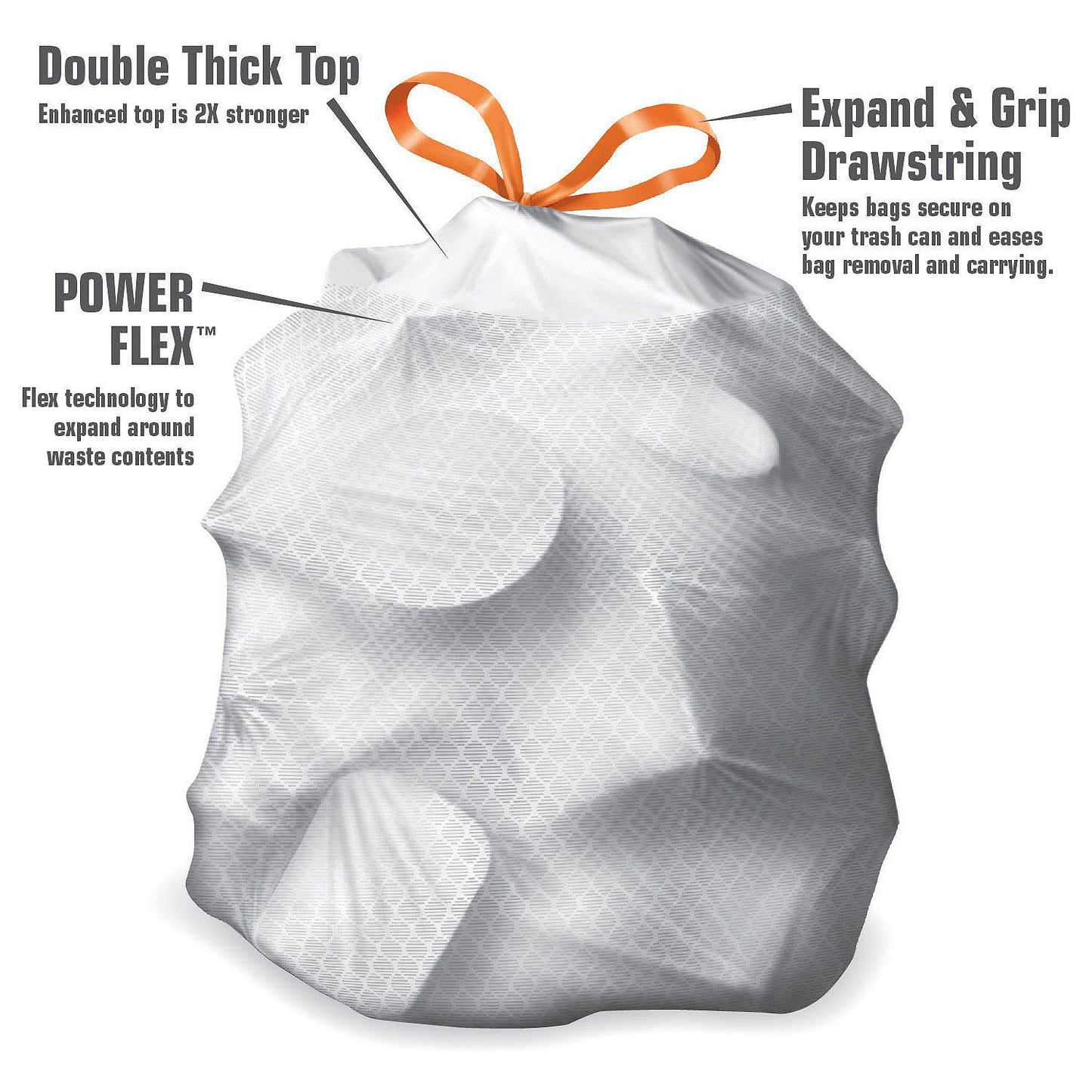 Power Flex Tall Kitchen Simple Fit Drawstring Bags (13 gal., 200 ct.)