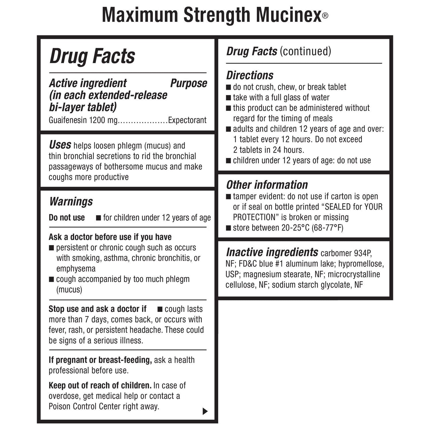 Mucinex 12 Hr Max Strength Chest Congestion Expectorant Tablets (48 ct.)