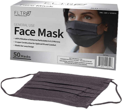 FLTR General Use Face Mask, 75Disposable Masks (75, Black)