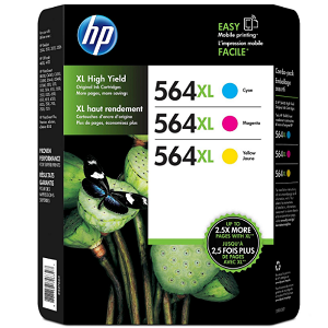 HP 564XL High Yield Original Ink Cartridge, Cyan/Magenta/Yellow (3 pk., 750 Page Yield)