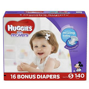 Huggies Little Movers Baby Diapers, Size 4, 140 ct