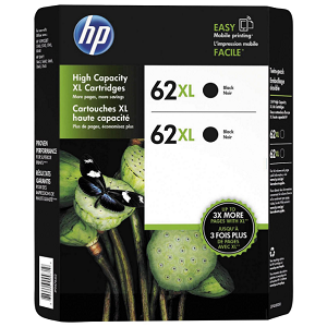 HP 62XL High Yield Original Ink Cartridge, Black (2 pk., 600 Page Yield)