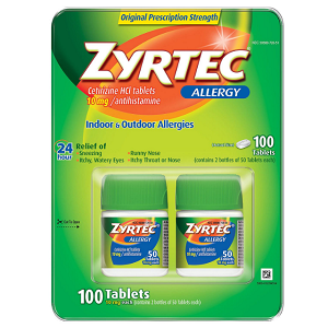 Zyrtec Cetirizine HCl/Antihistamine 10mg (100 ct.)