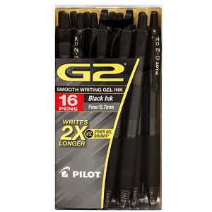 Pilot G2 Retractable Roller Ball Gel Pens, Select Color (Fine,16 ct.)