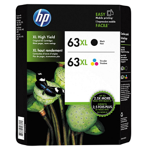 HP 63XL High Yield Original Ink Cartridge, Black/Tri-Color (2 pk., 480 Page Yield)