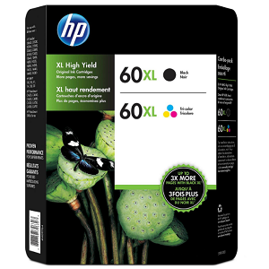 HP 60XL, 2-pack High Yield Black/Tri-color Original Ink Cartridges
