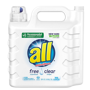 all Liquid Laundry Detergent Free Clear for Sensitive Skin (250 oz.,166 loads)