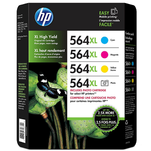 HP 564XL High Yield Original Ink Cyan/Magenta/Yellow/Photo Cartridges, Combo Pack (4 pk., 750 Page Yield)
