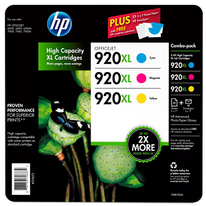 HP 920XL High Yield Original Ink Cartridge, Cyan/Magenta/Yellow (3 pk., 700 Page Yield)