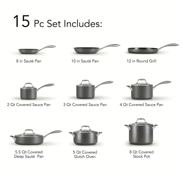  Member Mark 15 Piece Hard Anodized Aluminum Cookware Set With  7-Piece Kitchen Tools Set: Home & Kitchen