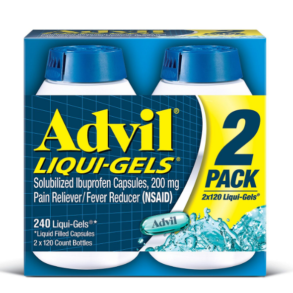 Advil Liqui-Gels Pain Reliever/Fever Reducer Liquid-Filled Capsule, 200mg Ibuprofen (120 ct., 2 pk.)