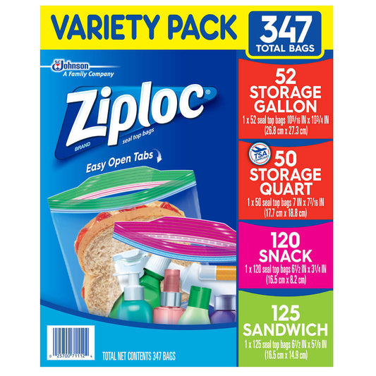 Ziploc Double Zipper Bag, Variety Pack, 347-count9