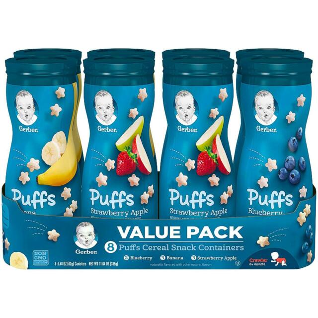Gerber Graduates Puffs Cereal Snack, Variety Pack (1.48 oz., 8 ct.)